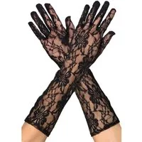 Boland Kostüm Handschuhe Spitze lang schwarz