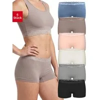 Fabio Farini Boxershorts Damen Unterhosen - Microfaser Frauen Boxer Slip (Packung, 6-St) mit dezenter Spitze am Bund