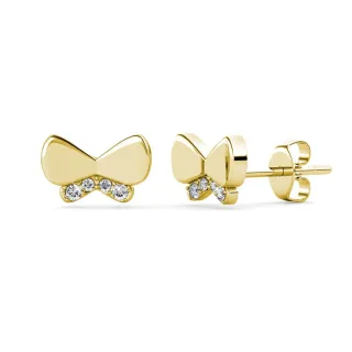 Schmetterlingsschleifen-Ohrringe - Gold und Kristall