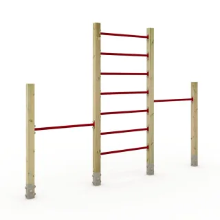 Klettergerät PRO Tumble 409 - Wetterbeständige Kletterleiter mit 2 Reckstangen für öffentliche Anlagen 305x9x240 cm - Spielplatzgerät von Wickey