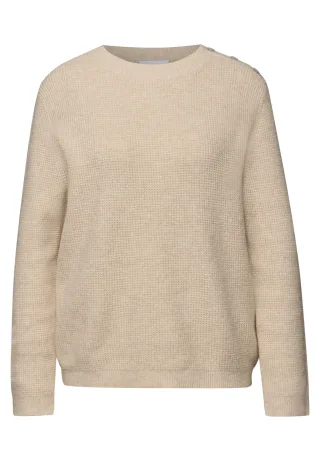 Street One - Pullover mit Knopfdetail cotton beige mel. - Gr. - 44
