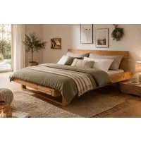 OTTO home Massivholzbett Ultima, Balkenbett, Fichte oder Eiche Massivholz, FSC® zertifiziert (sehr stabil: Hohe Belastbarkeit: 200kg je Seite, mehrere Breiten), Skandinavisches Designerstück, Robust, Füße in Kufenform, Made in EU