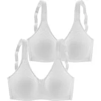 Naturana Bügelloser BH Cotton (2er Pack) vorgeformte Soft-Cups, breite Träger, mit Spitze, Baumwollmix, bequem
