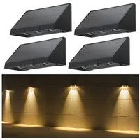 Nettlife LED Außen-Wandleuchte Schwarz 3 LEDs Solarlampe 3000K Warmweiß 2 Modi Solarwandleuchte, LED fest integriert, Warmweiß, solarleuchte für Zaun Terrasse Balkon Garten Treppen