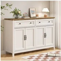 Bealife Sideboard Küchenschrank mit Arbeitsplatten,mit 2 Schubladen 4 Türen,Weiß