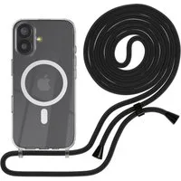 EAZY CASE Handykette mit Magsafe Hülle für Apple iPhone 17 6,3 Zoll, Magsafe Handykette Hülle mit Band Slimcover Schutzhülle Schwarz Uni