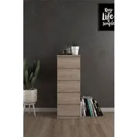 Home affaire Highboard Naia, Hochkommode, 5 Schubladen, Aufbewahrung, grifflose Front, Modern, skandinavisches Design, Schmal, in mehrere Farben
