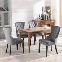Flieks Esszimmerstuhl (4er Set, 4 St), 4er Set Polsterstühle Küchenstuhl Wohnzimmer Samt