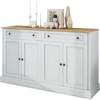 Merax Sideboard im rustikalen Landhausstil mit 2 Schubladen und 4 Türen, Kommode mit viel Stauraum und Metallgriffe,Anrichte,Breite 150cm