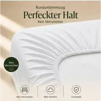 Malika Spannbettlaken aus 100% Baumwolle, 90-100x200, Weiss, Jersey Baumwolle, Gummizug: Ja, (1 Stück), Allergikergeeignet, Pflegeleicht und Atmungsaktiv