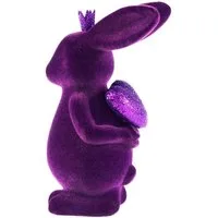 Macosa Home Osterhase beflockt Pink, Grün od. Lila 22cm mit Herz (Dekohase Dekofigur Ostern Dekoration Tischdeko, 1 St., Osterdeko Osterdekoration Figur), Kunststoff Dekohase Hase Skulptur