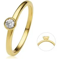 ONE ELEMENT Diamantring 0.15 ct Diamant Brillant Zarge Ring aus 585 Gelbgold, Modern & klar – ein Stück für zeitlose Looks