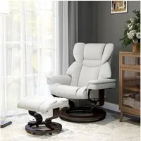 HOMCOM Massagesessel Fernsehsessel mit Hocker, 360°drehbarer, Massage, Kunstleder (Relaxsessel, 2-St., Fernsehsessel), mit Fernbedienung, Seitentasche, für Wohnzimmer, Kunstleder, Creme