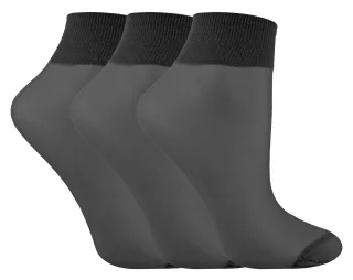 LIVIA 3 Paar transparente knöchelhohe Pop-Socken aus 15-Denier-Nylon für Damen
