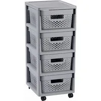 Curver Badregal, Aufbewahrungseinheit Schubladenwagen 4x11L Infinity