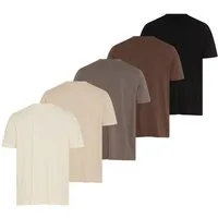 Man's World Rundhalsshirt (5er-Pack) Kurzarm, Regular Fit, unifarben, Rundhals, aus Baumwolle