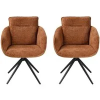 Jiexi Esszimmersessel 2 Dickes Teddy-Fleece Sessel, Brauner Plüschbezug