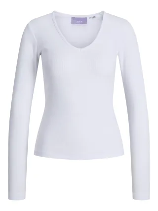 JJXX - JXFREYA STR LS V-NECK TOP JRS NOOS Bright White - Gr. - XS