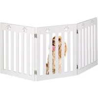 relaxdays Hundegitter 3-teiliges Hundeabsperrgitter Pfoten (1 St), weiß