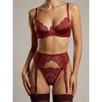 Elegant Love Set: Bügel-BH Besticktes Dessous-Set aus Spitze mit Strapsen – Lingerie-Set (Set, 3-tlg., BH + Strumpfgürtel + String) Stilvolle Reizwäsche – Damenunterwäsche für romantische Abende