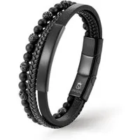 UNIQAL.de Lederarmband Lederarmband Herren "FANCY" Perlenarmband Naturstein Geflochten (Edelstahl, Echtleder, Casual Style, handgefertigt)