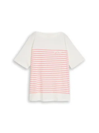 Tom Tailor - Plus Size - T-Shirt mit Streifenmuster whisper white - Gr. - 44