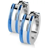 BUNGSA Creolen-Set Creolen mit blauen Streifen silber aus Edelstahl Unisex (1 Paar (2 Stück), 2-tlg), Ohrschmuck Ohrringe