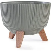KONZEPT Blumentopf Pflanzschale 24/29cm Blumentopf mit Füßen, mit Wasserabfluss-Einsatz, wetterfest & UV-beständig, Übertopf für Innen & Außen