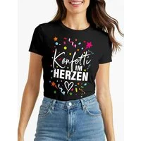 MoonWorks Print-Shirt Damen T-Shirt Fasching Karneval Konfetti im Herzen Kostüm-Ersatz mit Print