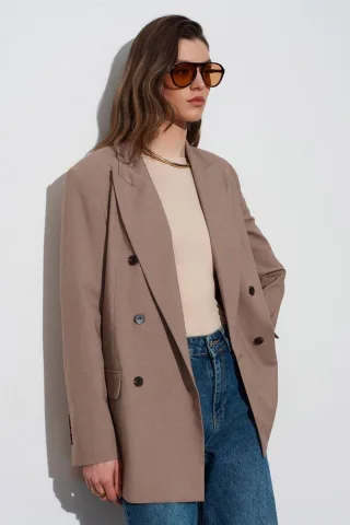 Übergroßer langer Crepe-Blazer-Jacke