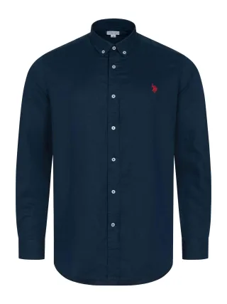 U.S. Polo Assn. Herren Leinenhemd aus Leinen-Baumwollmix