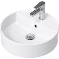 HOROW Aufsatzwaschbecken Waschbecken Oval Weiß mit Nano 46x33 cm für Badezimmer Gäste-WC (Aufsatzbecken, Badezimmer Waschtisch), mit Nano Beschichtung pflegeleichter Oberfläche
