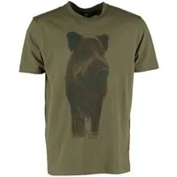 OS Trachten T-Shirt Smuxu Kurzarm Jagdshirt mit Wildsau-Druck auf dem Vorderteil