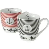 BOLTZE Tasse 2er-Set Jumbotassen Marino, rot + blau mit Anker