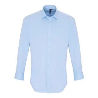 Premier Unisex-Erwachsene Popeline-Stretch-Langarmhemd (hellblau)