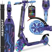 RE:SPORT Cityroller RE:SPORT® Trailz Pro Cityroller Scooter inkl. Tragegurt und Klingel, (Scooter höhenverstellbar & klappbar, Kickscooter Tretroller inkl. Handbremse & Doppelfederung), Cityroller für Kinder & Erwachsene mit LED, Klingel & Tragegurt