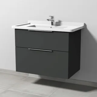 Sanipa 3way Waschtischunterbau zu Duravit Starck 3 Waschtisch mit 2 Auszügen, Graphit-Matt UP7111B