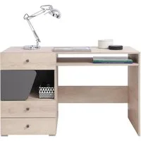 Lomadox Schreibtisch DIAMANTE-133, Eiche Nb. mit anthrazit, 3 Schubkästen, B/H/T ca. 125/76/55 cm