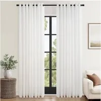 Topfinel Gardine Leinenoptik Gardinen mit Ösen Vorhänge für Wohnzimmer (1 St), Ösen, halbtransparent, gardinen weiss halbtransparent 300x240 Studie kinderzimmer modern Boho