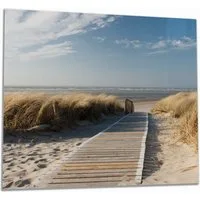 Wallario Herd-Abdeckplatte Auf dem Holzweg zum Strand, ESG-Sicherheitsglas, (Glasplatte, 1 tlg., inkl. 5mm Noppen), verschiedene Größen