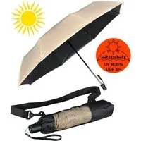 iX-brella Trekkingschirm XL Sonnen-Regenschirm mit UPF 50+, UV-Hitze-Schutz, mit Umhängetasche, mit Handöffner, innen schwarz