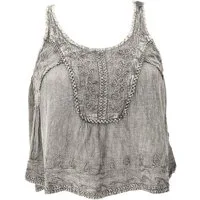 Guru-Shop T-Shirt Besticktes Top Boho chic, kurzes lockeres.. Festival, Ethno Style, alternative Bekleidung