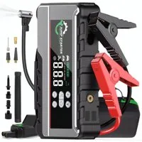 Blossom Starthilfe Powerbank Auto 3000A 26800mAh Batterie Booster 12V Starthilfegerät, Auto Batterie Booster Jump Starter mit Luftkompressor 150PSI PD65W