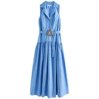 Next Maxikleid Ärmelloses Hemdblusen-Midikleid mit Gürtel (1-tlg)