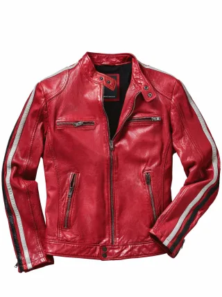 Mey & Edlich Herren Scuderia-Lederjacke Rot Lammnappa