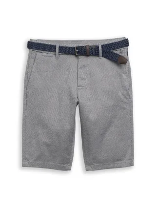 Tom Tailor - TTSLIM Chino Shorts mit Gürtel white navy zig zag structure - Gr. - 32