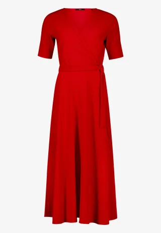 zero - Jerseykleid mit Gürtel candy red - Gr. - 40