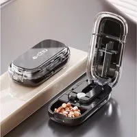 LuxusKollektion Pillendose Tablettenteiler Pillenschneider Black-( 1 4)