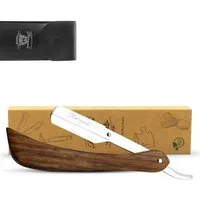 Haryali London Rasiermesser Premium Rasierer, Shavette, Holzrasierer, ergonomisch, pack, Rasierapparat mit Klinge und Holzoberfläche., Abwaschbarer, rutschfester Griff. Passend für alle Rasierklingen.