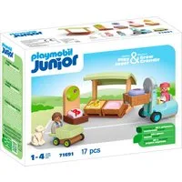 Playmobil® Bio-Marktstand & Gabelstapler (71691), JUNIOR Konstruktions-Spielset, (17 St), Made in Europe